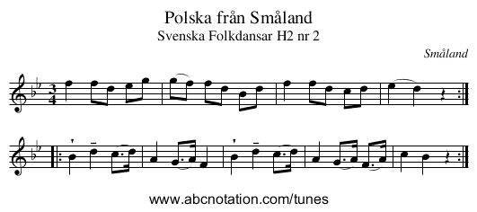 Polska från Småland - staff notation