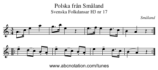 Polska från Småland - staff notation