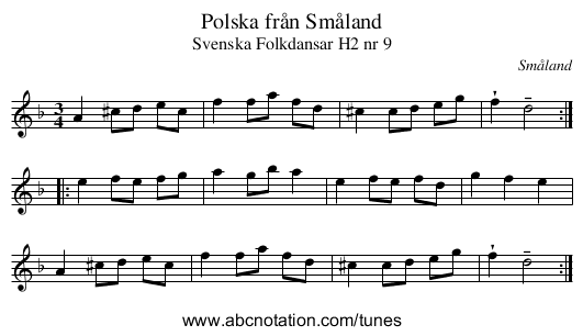 Polska från Småland - staff notation