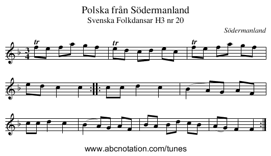 Polska från Södermanland - staff notation