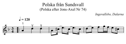 Polska från Sundsvall - staff notation