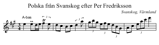 Polska från Svanskog efter Per Fredriksson - staff notation