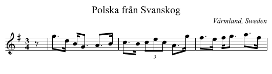Polska fr&aring;n Svanskog - staff notation