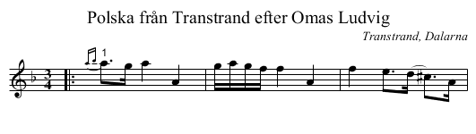 Polska från Transtrand efter Omas Ludvig - staff notation