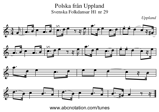 Polska från Uppland - staff notation
