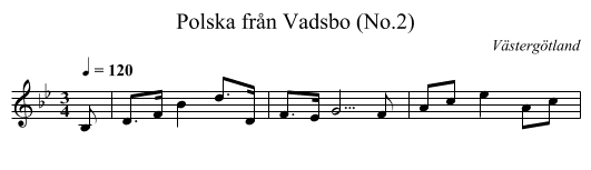 Polska från Vadsbo (No.2) - staff notation