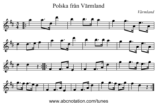 Polska från Värmland - staff notation