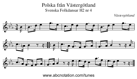 Polska från Västergötland - staff notation