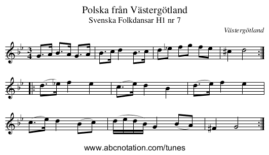 Polska från Västergötland - staff notation