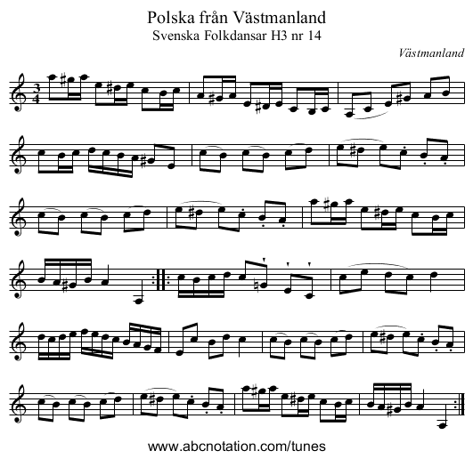 Polska från Västmanland - staff notation