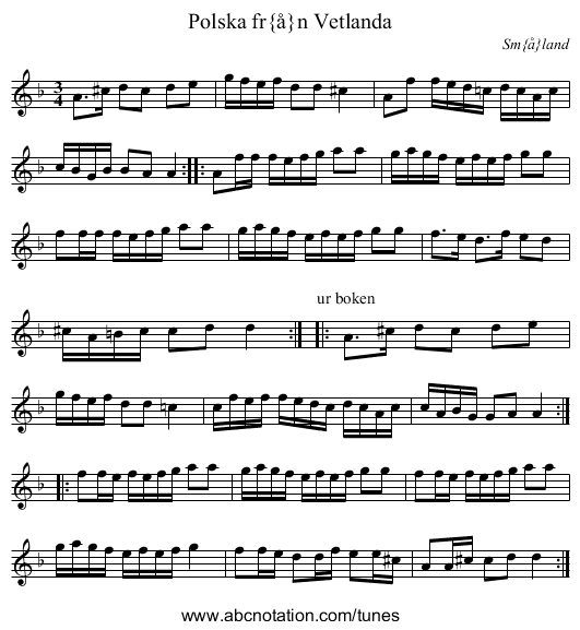 Polska fr&aring;n Vetlanda - staff notation