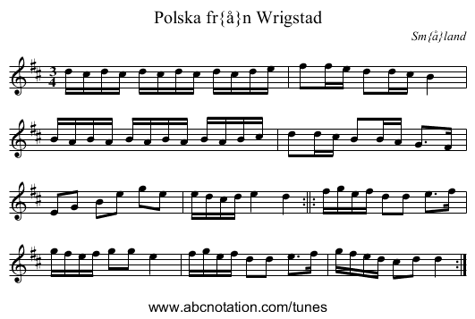 Polska fr&aring;n Wrigstad - staff notation