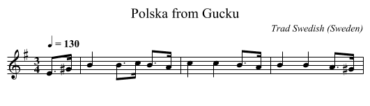Polska from Gucku - staff notation