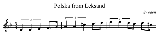 Polska from Leksand - staff notation