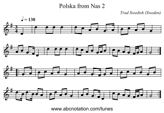Polska from Nas 2 - staff notation