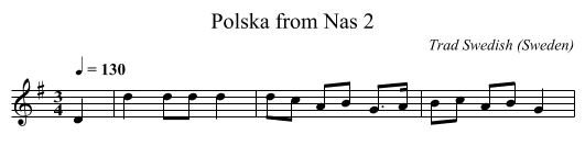 Polska from Nas 2 - staff notation