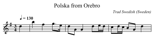 Polska from Orebro - staff notation
