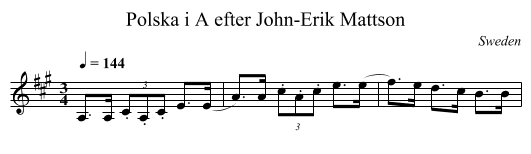 Polska i A efter John-Erik Mattson - staff notation