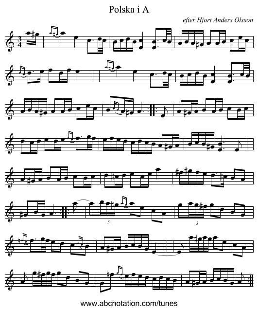 Polska i A - staff notation