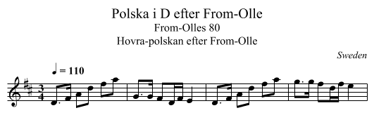 Polska i D efter From-Olle - staff notation