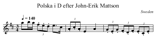 Polska i D efter John-Erik Mattson - staff notation