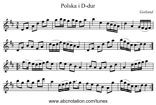 Polska i D-dur - staff notation