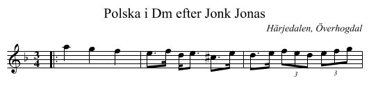 Polska i Dm efter Jonk Jonas - staff notation