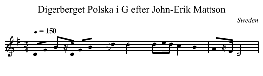 Polska i G efter John-Erik Mattson, Digerberget - staff notation
