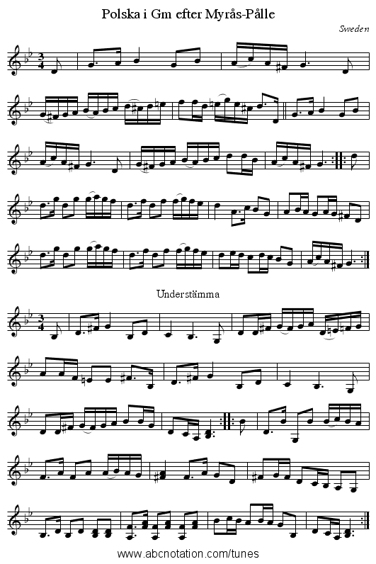 Polska i Gm efter Myrås-Pålle - staff notation