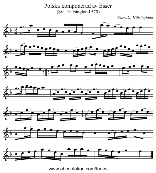 Polska komponerad av Esser - staff notation