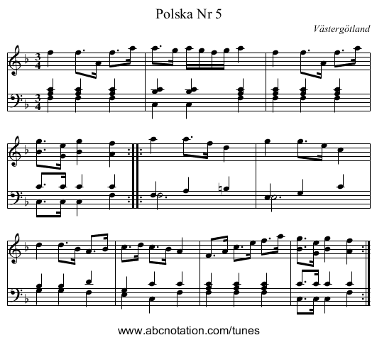 Polska Nr 5 - staff notation