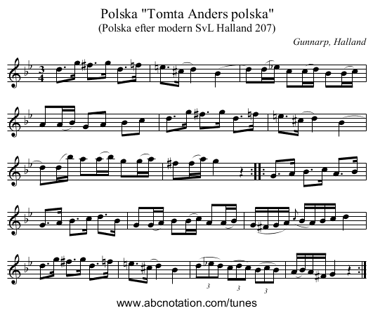 Polska Tomta Anders polska - staff notation