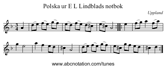 Polska ur E L Lindblads notbok - staff notation