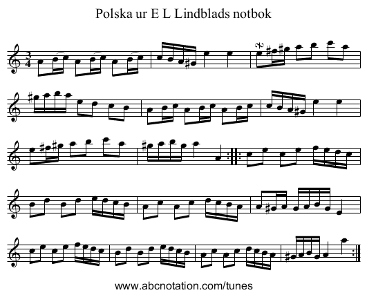 Polska ur E L Lindblads notbok - staff notation