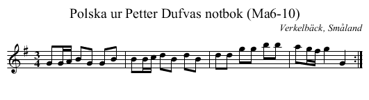 Polska ur Petter Dufvas notbok (Ma6-10) - staff notation