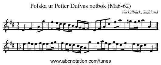 Polska ur Petter Dufvas notbok (Ma6-62) - staff notation