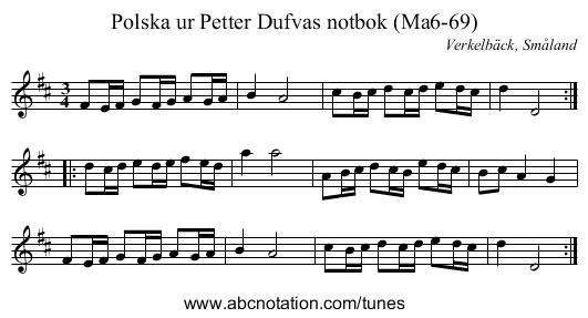 Polska ur Petter Dufvas notbok (Ma6-69) - staff notation