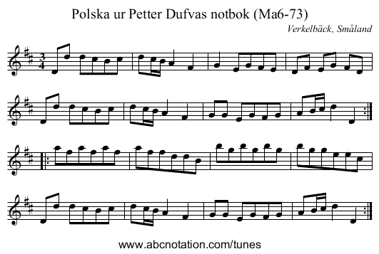 Polska ur Petter Dufvas notbok (Ma6-73) - staff notation