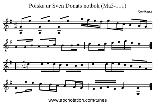 Polska ur Sven Donats notbok (Ma5-111) - staff notation