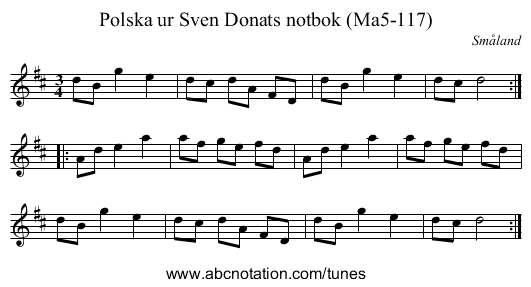 Polska ur Sven Donats notbok (Ma5-117) - staff notation