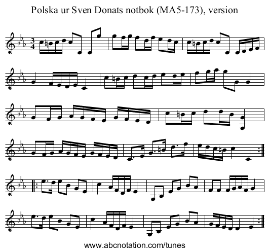 Polska ur Sven Donats notbok (MA5-173), version - staff notation