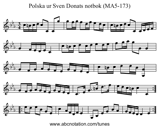 Polska ur Sven Donats notbok (MA5-173) - staff notation