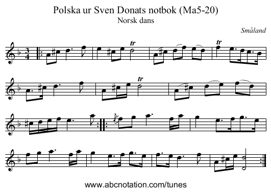 Polska ur Sven Donats notbok (Ma5-20) - staff notation