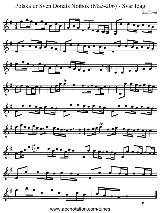 Polska ur Sven Donats Notbok (Ma5-206) - Svar Idag - staff notation