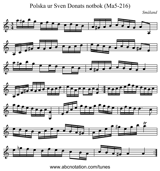 Polska ur Sven Donats notbok (Ma5-216) - staff notation