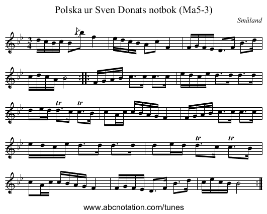Polska ur Sven Donats notbok (Ma5-3) - staff notation