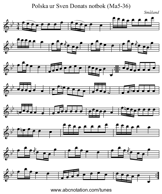 Polska ur Sven Donats notbok (Ma5-36) - staff notation