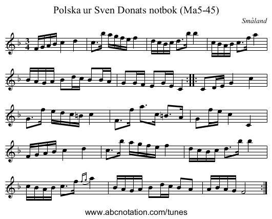 Polska ur Sven Donats notbok (Ma5-45) - staff notation