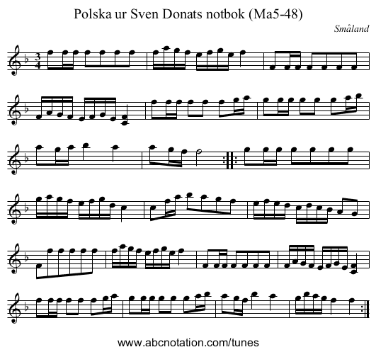 Polska ur Sven Donats notbok (Ma5-48) - staff notation