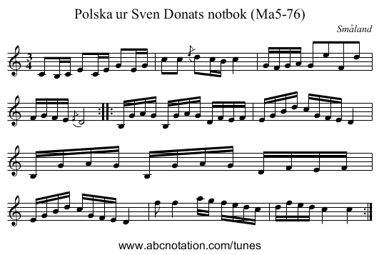 Polska ur Sven Donats notbok (Ma5-76) - staff notation